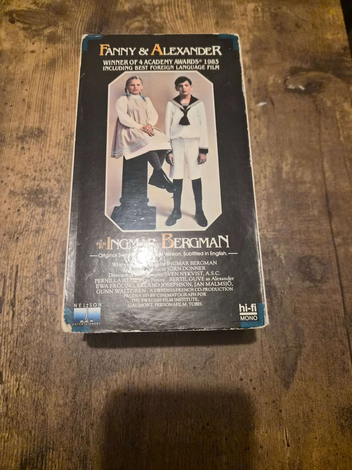 Fanny and Alexander VHS set cover featuring Fanny and Alexander, directed by Ingmar Bergman, vintage design.
